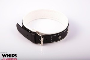 WHIPS obroża z naturalnej skóry – 4 cm, biała, 38–44 cm - 2