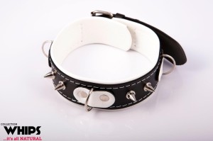 obroża skórzana z ćwiekami – smycz 120 cm, regulowana, koniakowa - 3