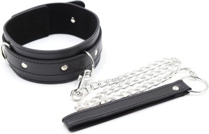 Fetish Fever Collar with Leash obroża BDSM – regulowana, czarna - 1