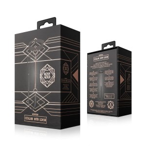 Rosy Gold Collar with Leash obroża BDSM – odpinana smycz, czarna - 3