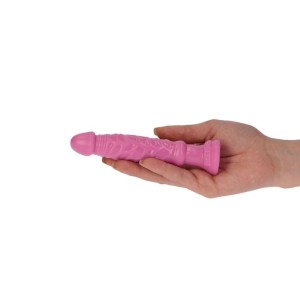 Teo dildo realistyczne z żyłkowaniem – 10,5 cm, różowe, ultra kompaktowe - 4