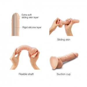 Strap-on-me dildo realistyczne przesuwane – 18 cm, waniliowe, podwójna gęstość - 3