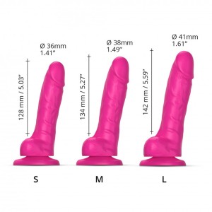 Strap-on-me dildo realistyczne przesuwane – 18 cm, fuksja, podwójna gęstość - 4