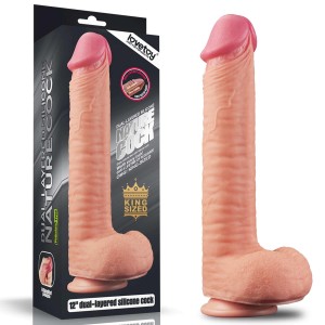 Love Toy dildo realistyczne dwuwarstwowe – 30,5 cm, naturalne, ultra miękkie - 1