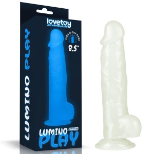 Lumino Play dildo realistyczne z przyssawką – 21,5 cm, złamana biel, świecące w ciemności