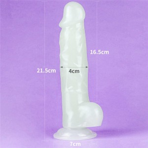 Lumino Play dildo realistyczne z przyssawką – 21,5 cm, złamana biel, świecące w ciemności - 13