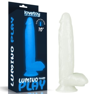Lumino Play dildo realistyczne z przyssawką – 25,4 cm, złamana biel, świecące w ciemności - 1