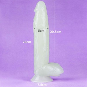 Lumino Play dildo realistyczne z przyssawką – 25,4 cm, złamana biel, świecące w ciemności - 12