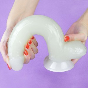Lumino Play dildo realistyczne z przyssawką – 25,4 cm, złamana biel, świecące w ciemności - 14