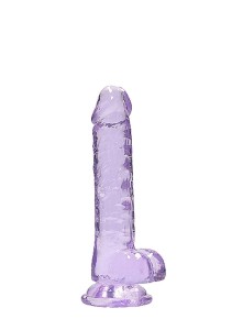 REALROCK dildo żelowe realistyczne – 19 cm, fioletowe, z jądrami i przyssawką - 1