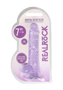 REALROCK dildo żelowe realistyczne – 19 cm, fioletowe, z jądrami i przyssawką - 2