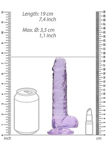 REALROCK dildo żelowe realistyczne – 19 cm, fioletowe, z jądrami i przyssawką - 3