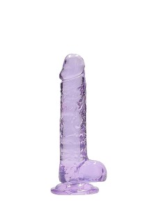 REALROCK dildo żelowe realistyczne – 19 cm, fioletowe, z jądrami i przyssawką - 4