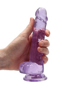 REALROCK dildo żelowe realistyczne – 19 cm, fioletowe, z jądrami i przyssawką - 7