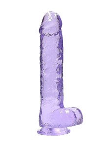 REALROCK dildo żelowe realistyczne – 23 cm, fioletowe, z jądrami i przyssawką - 1