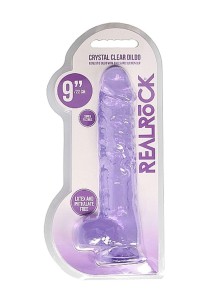 REALROCK dildo żelowe realistyczne – 23 cm, fioletowe, z jądrami i przyssawką - 2