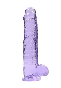REALROCK dildo żelowe realistyczne – 23 cm, fioletowe, z jądrami i przyssawką - 4