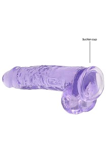 REALROCK dildo żelowe realistyczne – 23 cm, fioletowe, z jądrami i przyssawką - 5