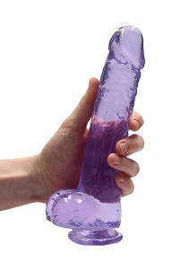 REALROCK dildo żelowe realistyczne – 23 cm, fioletowe, z jądrami i przyssawką - 7
