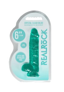 REALROCK dildo żelowe realistyczne – 17 cm, turkusowe, z jądrami i przyssawką - 2
