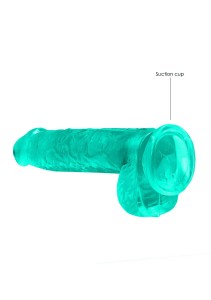 REALROCK dildo żelowe realistyczne – 17 cm, turkusowe, z jądrami i przyssawką - 3