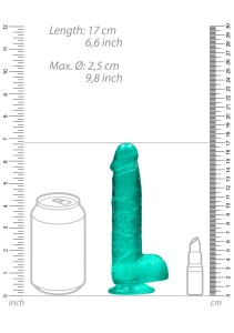 REALROCK dildo żelowe realistyczne – 17 cm, turkusowe, z jądrami i przyssawką - 4