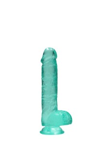 REALROCK dildo żelowe realistyczne – 17 cm, turkusowe, z jądrami i przyssawką - 5
