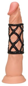 Orgasmus Wunder nakładka na penisa – teksturowana, czarna, TPE 6 cm - 3