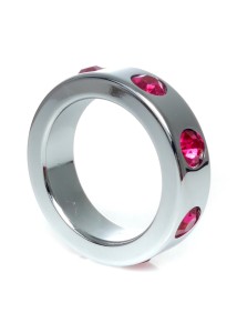 Pierścień-Metal pierścień erekcyjny stal nierdzewna – różowe diamenty - 1
