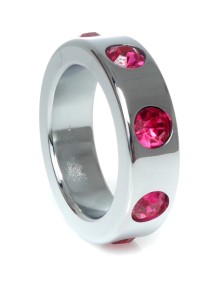 Pierścień-Metal pierścień erekcyjny stal nierdzewna – różowe diamenty - 3