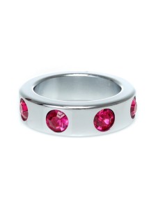 Pierścień-Metal pierścień erekcyjny stal nierdzewna – różowe diamenty - 4
