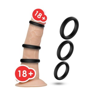 Triple Black pierścień erekcyjny silikonowy – czarny, 3 rozmiary - 3