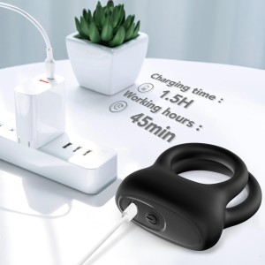 Dualo Black pierścień wibrujący z 9 funkcjami i akumulatorem USB - 8