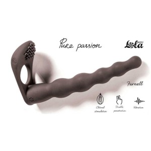 Pure Passion Farnell strap-on podwójny – silikonowy, wibrujący - 1