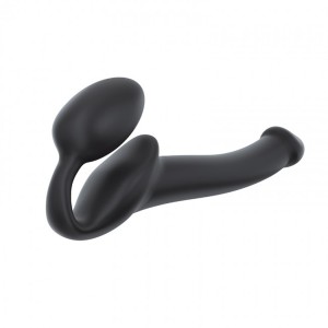 Strap-on bezpaskowy – silikonowy, regulowany, czarny, punkt G - 1