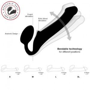 Strap-on bezpaskowy – silikonowy, regulowany, czarny, punkt G - 3