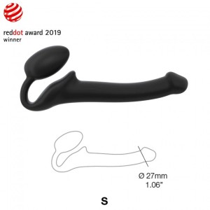 Strap-on bezpaskowy – silikonowy, regulowany, czarny, punkt G - 6