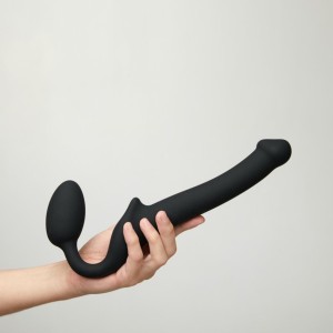 Strap-on bezpaskowy – silikonowy, regulowany, czarny, punkt G - 7
