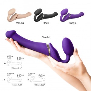 Strap-on wibrujący z pilotem – silikonowy, wodoodporny, L, fioletowy - 8
