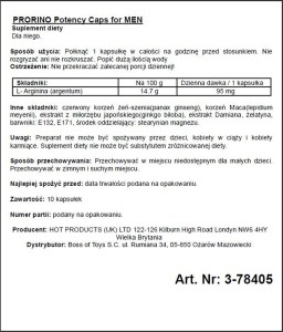 Prorino Men tabletki na potencję, żeń-szeń i miłorząb – 10 szt. - 2