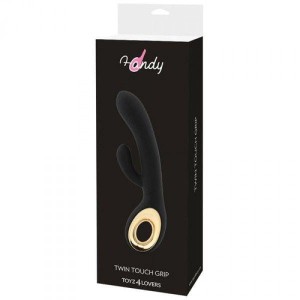 Twin Touch Grip wibrator króliczek – podwójna stymulacja, czarny - 1