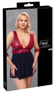 Cottelli Bondage Plus halka – czerwona, z mankietami, 3XL - 1