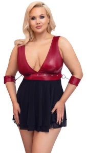 Cottelli Bondage Plus halka – czerwona, z mankietami, 3XL - 3