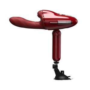 Qingnan No.9 sex maszyna wibrująco-rotacyjna – z uprzężą, czerwona - 1