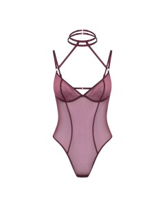 Promees Mara Burgundy body – siateczkowe, z fiszbinami, XS/S - 1