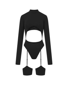 Promees Avery body – z fiszbinami, z podwiązkami, czarne, M/L