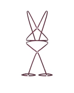 Promees Batty Burgundy harness – regulowany, złote detale, One Size - 1