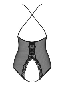 841-TED-1 body – otwarty krok, koronkowe, czarne, z paskami, L/XL - 6