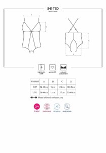 841-TED-1 body – otwarty krok, koronkowe, czarne, z paskami, L/XL - 7