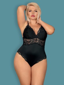 Obsessive 810-TED-1 body – koronkowe, czarne, z usztywnianymi miseczkami, L/XL - 7